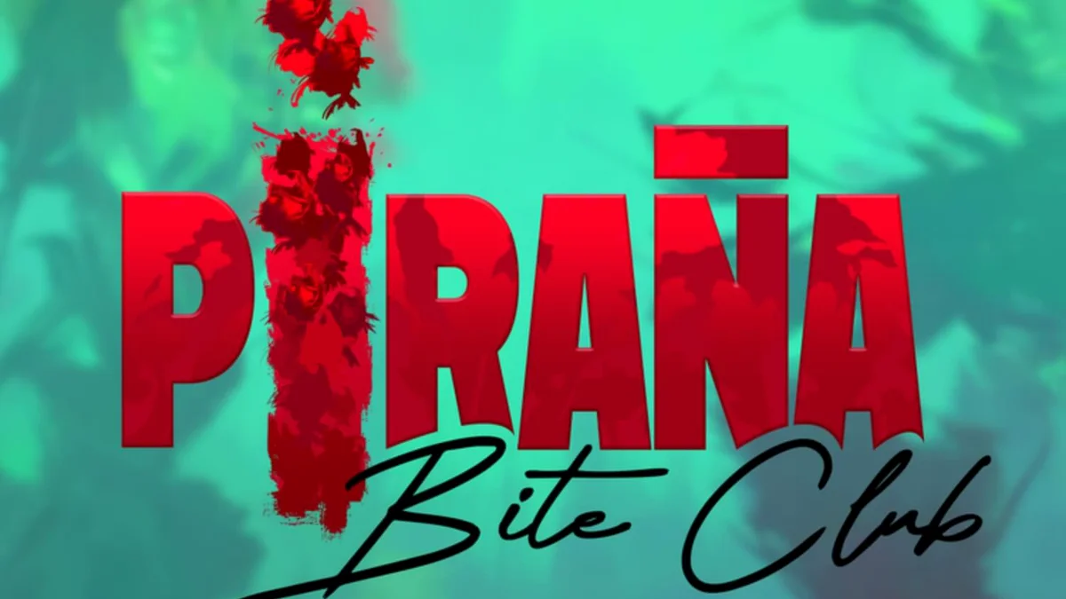 Tampilan visual slot Piranha Bite Club dengan tema retro pin-up dan piranha